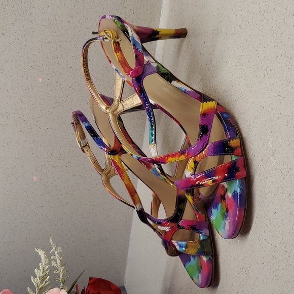 STUART WEITZMAN multi-color heels (sz 8M) - Picture 2 of 10